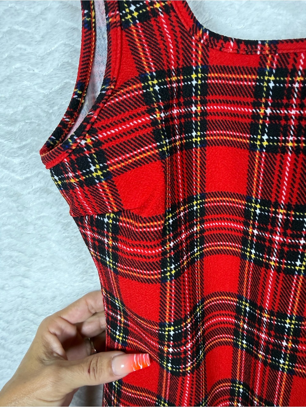 SHEIN Red Plaid Mini Tank Dress. Too cute! 🥰 - Picture 5 of 6
